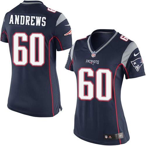 Women's Limited David Andrews Nike Jersey Navy Blue Home - #60 NFL New England Patriots